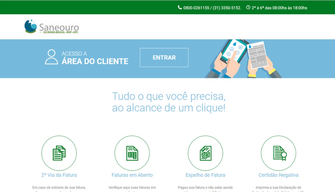 Saneouro facilita atendimento com site de serviços online