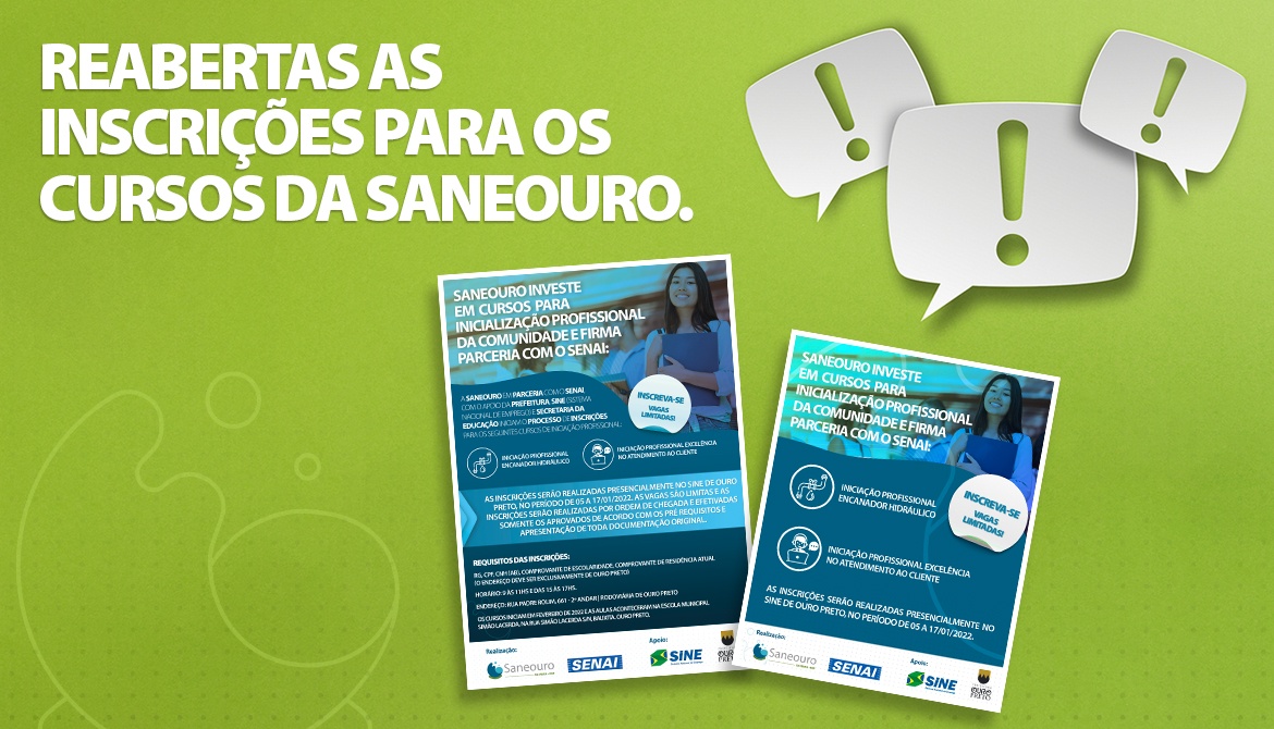 RETOMADA AS INSCRIÇÕES DOS CURSOS DO SENAI